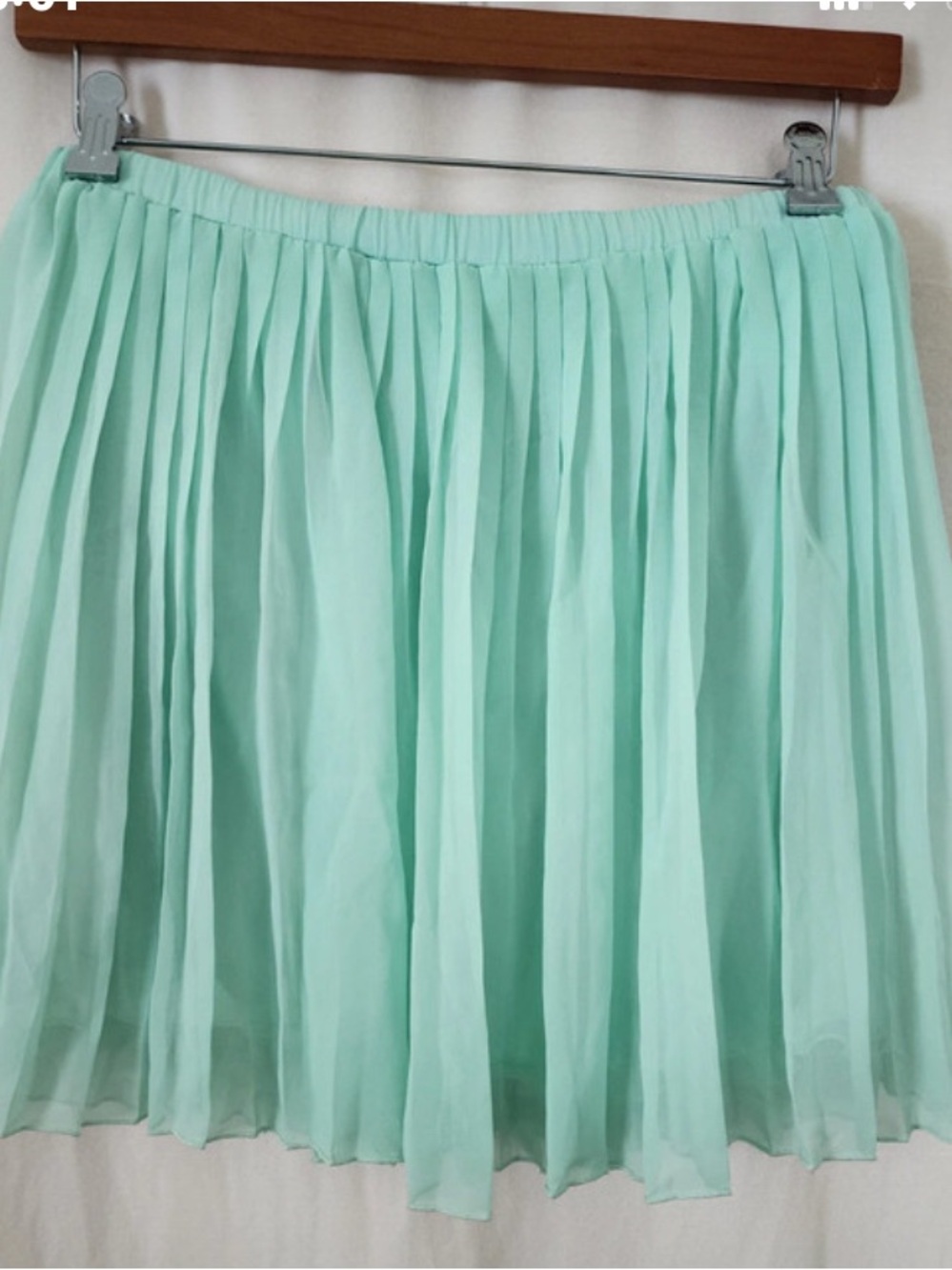 Pleated Mint Chiffon Skirt - Lightweight Women's Skirt